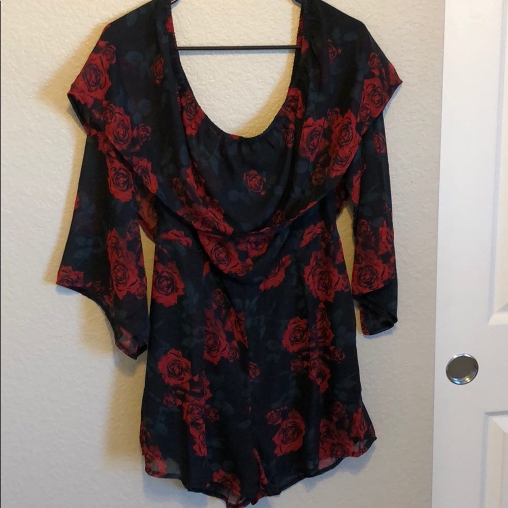 Off the shoulder black romper, new with tags